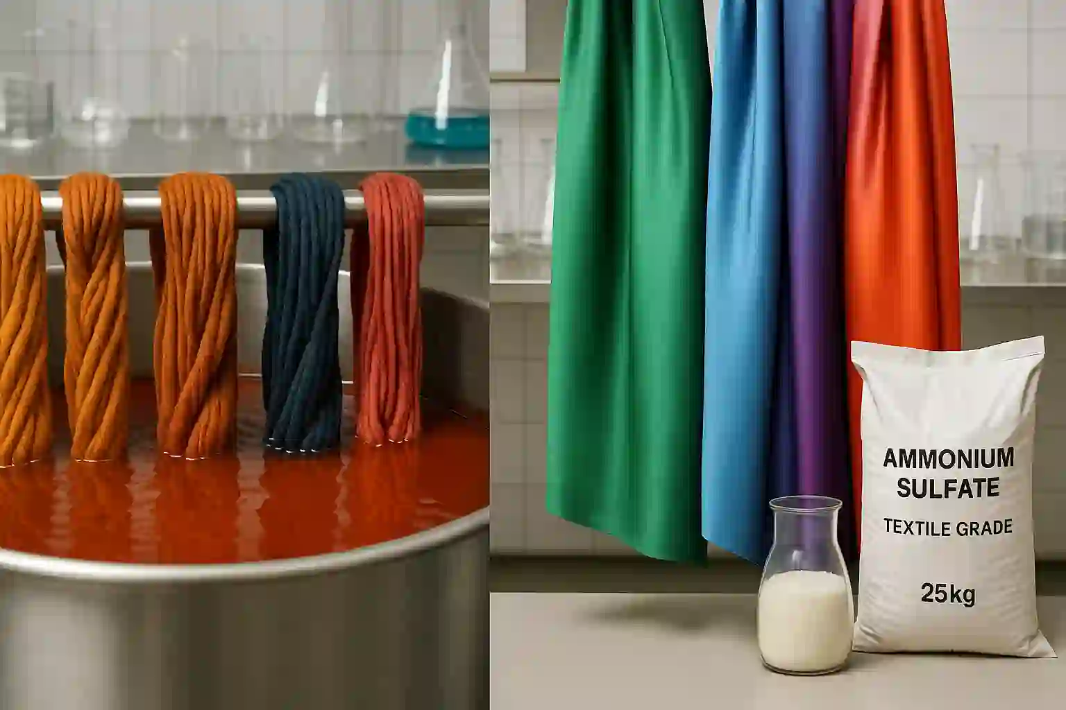 کاربرد سولفات آمونیوم در صنعت نساجی برای تثبیت رنگ‌ های راکتیو و خمی